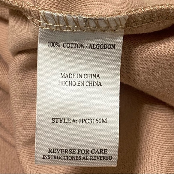 PX Tan Embroidered Pocket T-Shirt Size Medium NWT Diagonal Stripe Detail - Picture 7 of 10